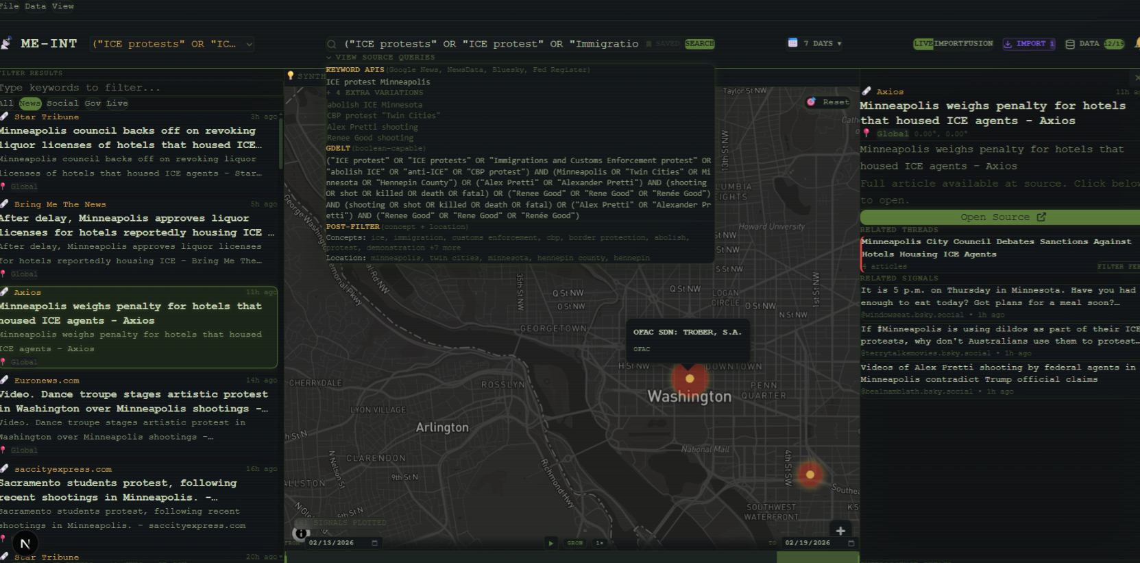 TO-INT Dashboard — Real-time intelligence monitoring