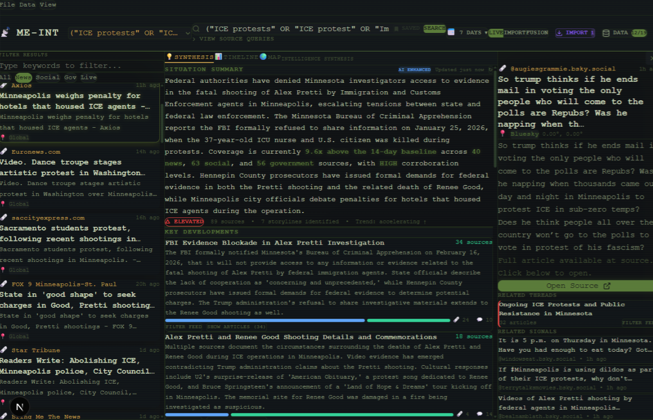 TO-INT — Multi-source feed and map view